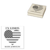 EX libris America flag in heart  bookplate library Rubberstempel (Gestempeld)