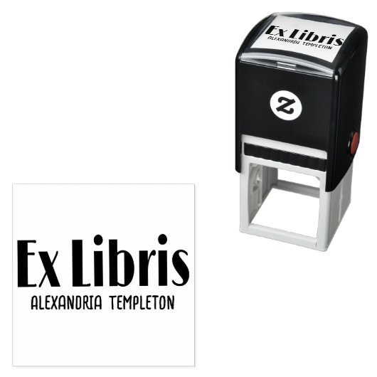 Ex Libris Art Deco  Tekst #2 Bibliotheek Boek Zelfinktende Stempel (In situ)