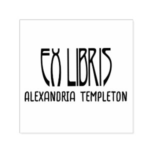 Ex Libris Art Deco Tekst #3 Bibliotheek Boek Zelfinktende Stempel