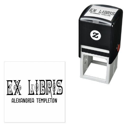 Ex Libris Art Deco  Tekst #3 Bibliotheek Boek Zelfinktende Stempel (In situ)