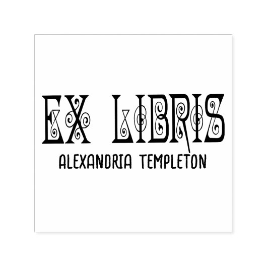 Ex Libris Art Deco  Tekst #3 Bibliotheek Boek Zelfinktende Stempel (Design)