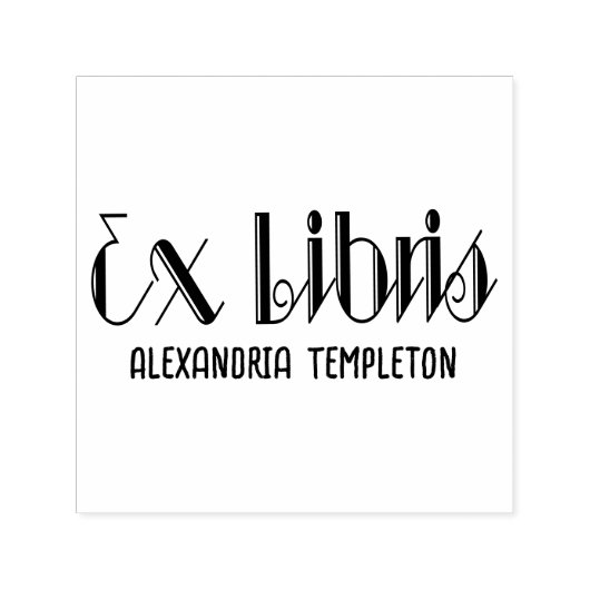 Ex Libris Art Deco  Tekst #4 Bibliotheek Boek Zelfinktende Stempel (Design)