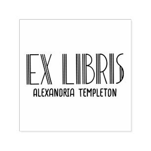 Ex libris Art Deco Tekst #5 Bibliotheek Boek Zelfinktende Stempel