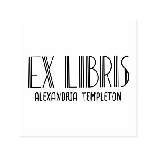 Ex libris Art Deco  Tekst #5 Bibliotheek Boek Zelfinktende Stempel (Design)