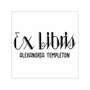 Ex Libris Art Deco Vintage Tekst #4 Bibliotheekboe Zelfinktende Stempel