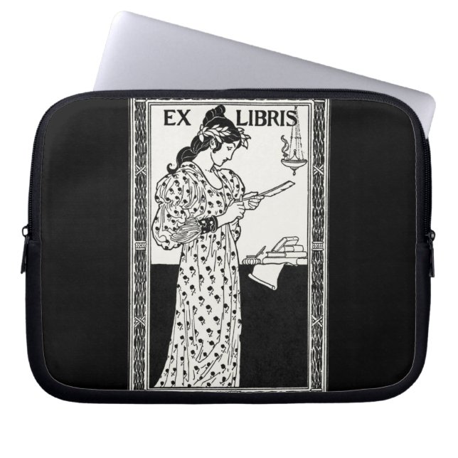 Ex libris art nouveau laptop sleeve (Voorkant)