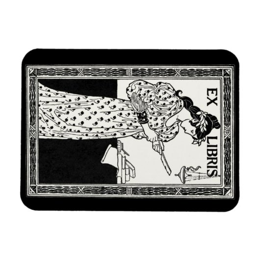 Ex libris art nouveau magneet (Horizontaal)
