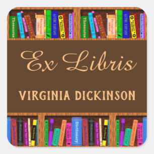 Ex Libris Bibliotheek Boekenrek Lezers Boekenplaat Vierkante Sticker