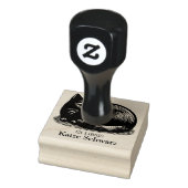 Ex Libris - Black Cat houtsnede stijl Rubberstempel (Stempel)