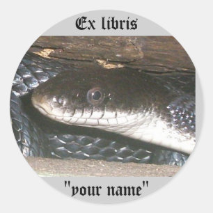Ex Libris Black Snake-Stickers voor aanpassing Ronde Sticker