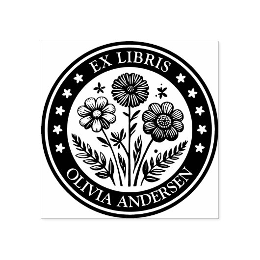 Ex Libris - Bloemenarrangement Rubberstempel (Afrduk)