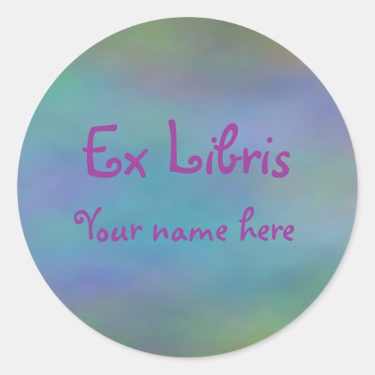Ex Libris - Blue Fractal Ronde Sticker (Voorkant)