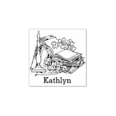  Ex Libris Boeken en Bloemen Rubberstempel (Afrduk)