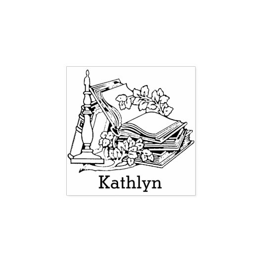  Ex Libris Boeken en Bloemen Rubberstempel (Afrduk)