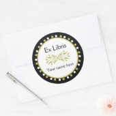 Ex Libris Boekplaat - Bladgroen wit Polka Dots Ronde Sticker (Envelop)