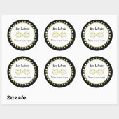 Ex Libris Boekplaat - Bladgroen wit Polka Dots Ronde Sticker (Vel)