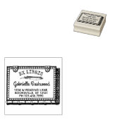 Ex Libris Boekplaat  Boek en Veer Naam Rubberstempel (Gestempeld)