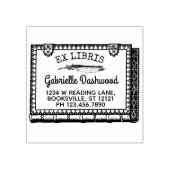 Ex Libris Boekplaat  Boek en Veer Naam Rubberstempel (Afrduk)