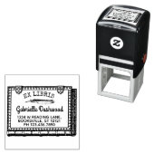 Ex Libris Boekplaat  Boek en Veer Naam Zelfinktende Stempel (In situ)
