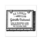 Ex Libris Boekplaat  Boek en Veer Naam Zelfinktende Stempel (Design)