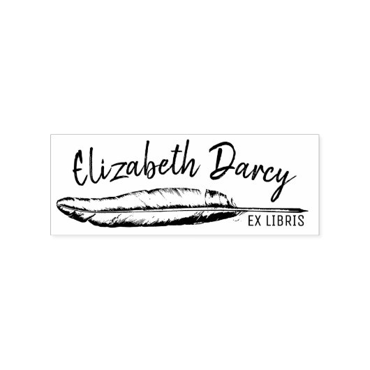 Ex Libris Boekplaat  Feather Library Aangepast Rubberstempel (Afrduk)