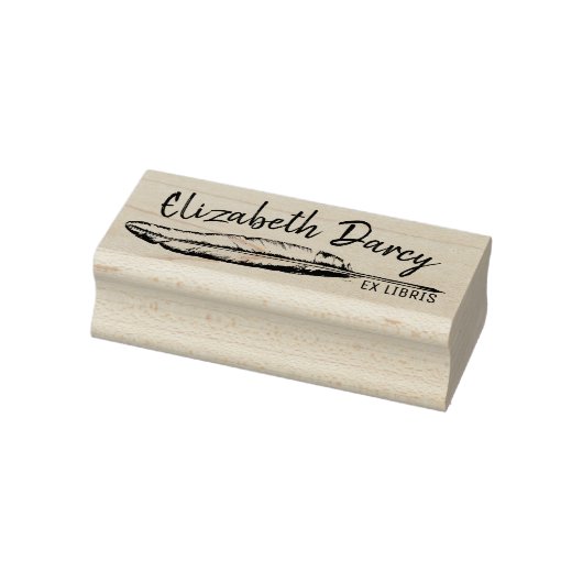 Ex Libris Boekplaat  Feather Library Aangepast Rubberstempel (Stempel)