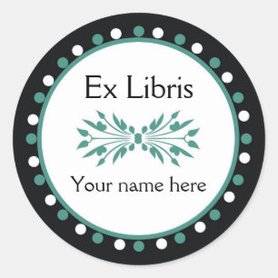 Ex Libris Boekplaat - Groen wit Polka Dots Ronde Sticker