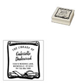 Ex Libris Boekplaat  Scroll Library Aangepast Rubberstempel (Gestempeld)