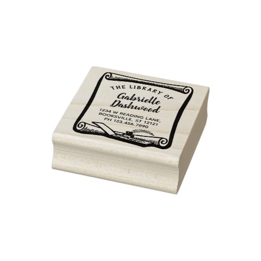 Ex Libris Boekplaat Scroll Library Aangepast Rubberstempel (Stempel)