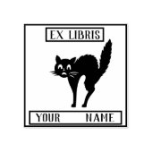 Ex Libris Boekplaat - Zwarte kat Rubberstempel (Afrduk)