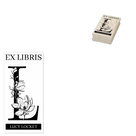 EX libris Book bookplate bookplate monogram L Rubberstempel (Gestempeld)