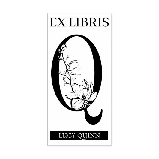 EX libris Book bookplate bookplate monogram Q Rubberstempel (Afrduk)