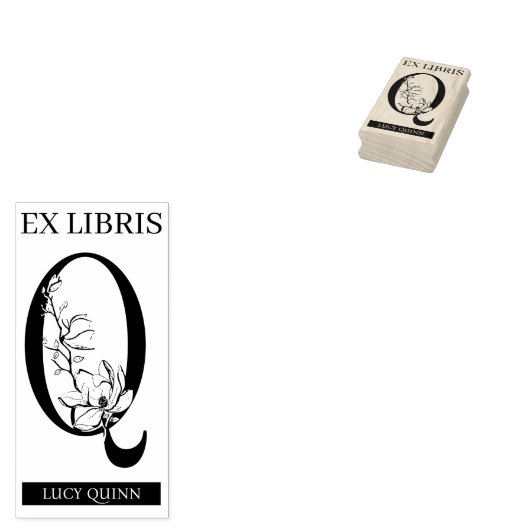EX libris Book bookplate bookplate monogram Q Rubberstempel (Gestempeld)