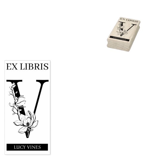 EX libris Book bookplate bookplate monogram V Rubberstempel (Gestempeld)