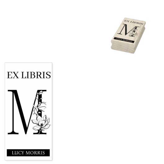 EX libris Book bookplate monogram M Rubberstempel (Gestempeld)