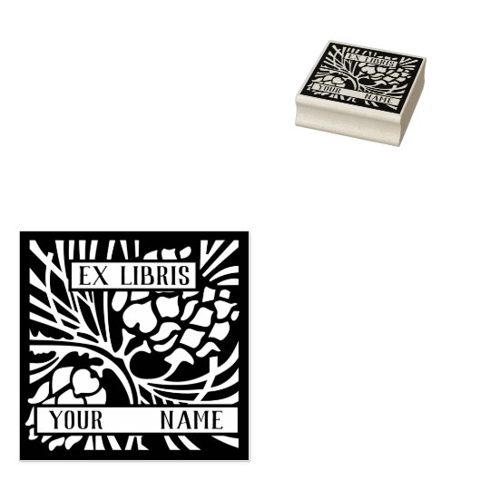 Ex Libris Bookplaat Rubber Stempel (Gestempeld)