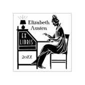 Ex Libris Bookplate Deco Lady Schrijven Bureau Cus Rubberstempel (Afrduk)