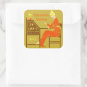Ex Libris Bookplate Deco Lady Schrijven Bureau Cus Vierkante Sticker (Tas)