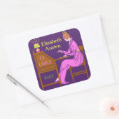 Ex Libris Bookplate Deco Lady Schrijven Bureau Cus Vierkante Sticker (Envelop)