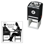 Ex Libris Bookplate Deco Lady Schrijven Bureau Cus Zelfinktende Stempel (In situ)