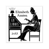 Ex Libris Bookplate Deco Lady Schrijven Bureau Cus Zelfinktende Stempel (Design)