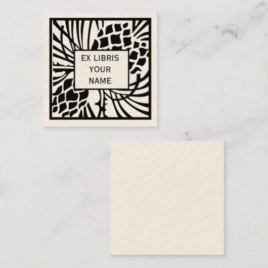 Ex Libris Bookplate Pine Vierkante Visitekaartje (Voorkant / Achterkant)