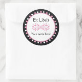 Ex Libris Bookplate - Roze witte Polka Dots Ronde Sticker (Tas)