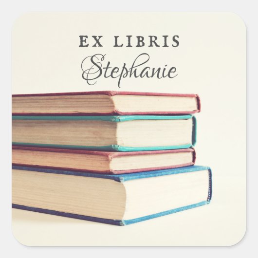 Ex libris bookplates sjablonen gepersonaliseerd vierkante sticker (Voorkant)