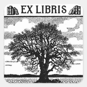 Ex Libris Boom Boekplaat Vierkante Sticker