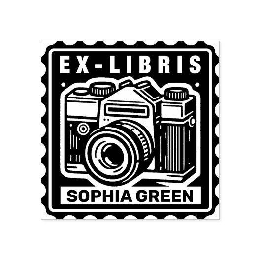 Ex Libris - camera Rubberstempel (Afrduk)