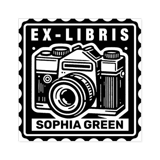 Ex Libris - camera Rubberstempel (Afrduk)