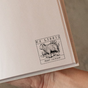 Ex libris, Capybara Boek Rubberstempel
