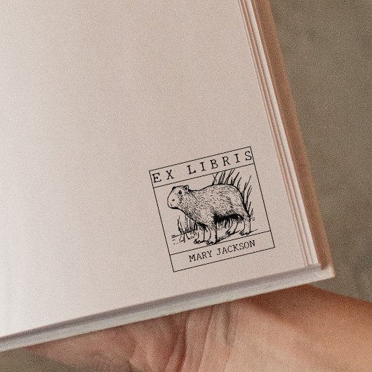 Ex libris, Capybara Boek Rubberstempel