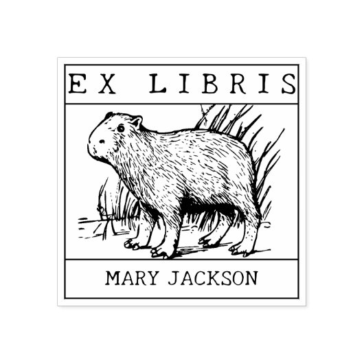 Ex libris, Capybara Boek Rubberstempel (Afrduk)